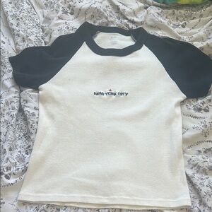 Brandy Melville Black and White Raglan Tee